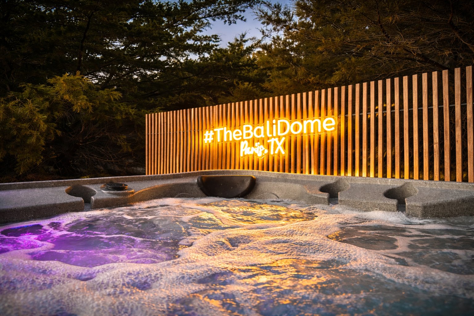 Hot tub with forest views