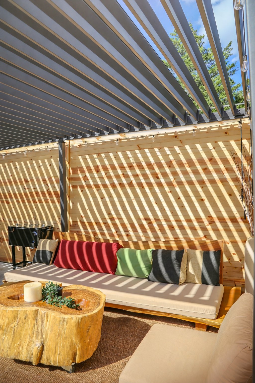 9-foot acacia sofa carved from single slab